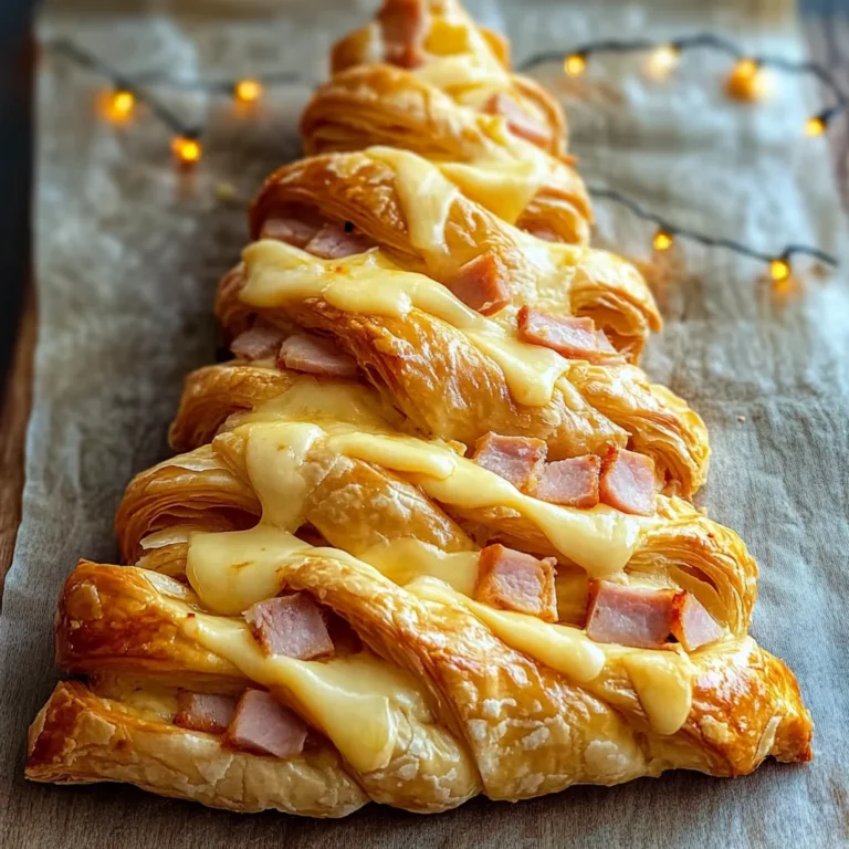 Cheesy chicken ham Puff Pastry Christmas Tree