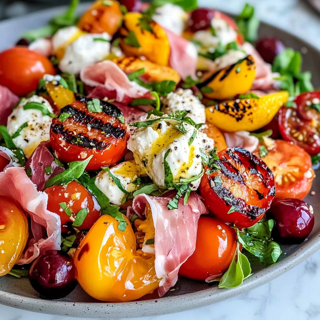 Grilled Nectarine Burrata Prosciutto Salad