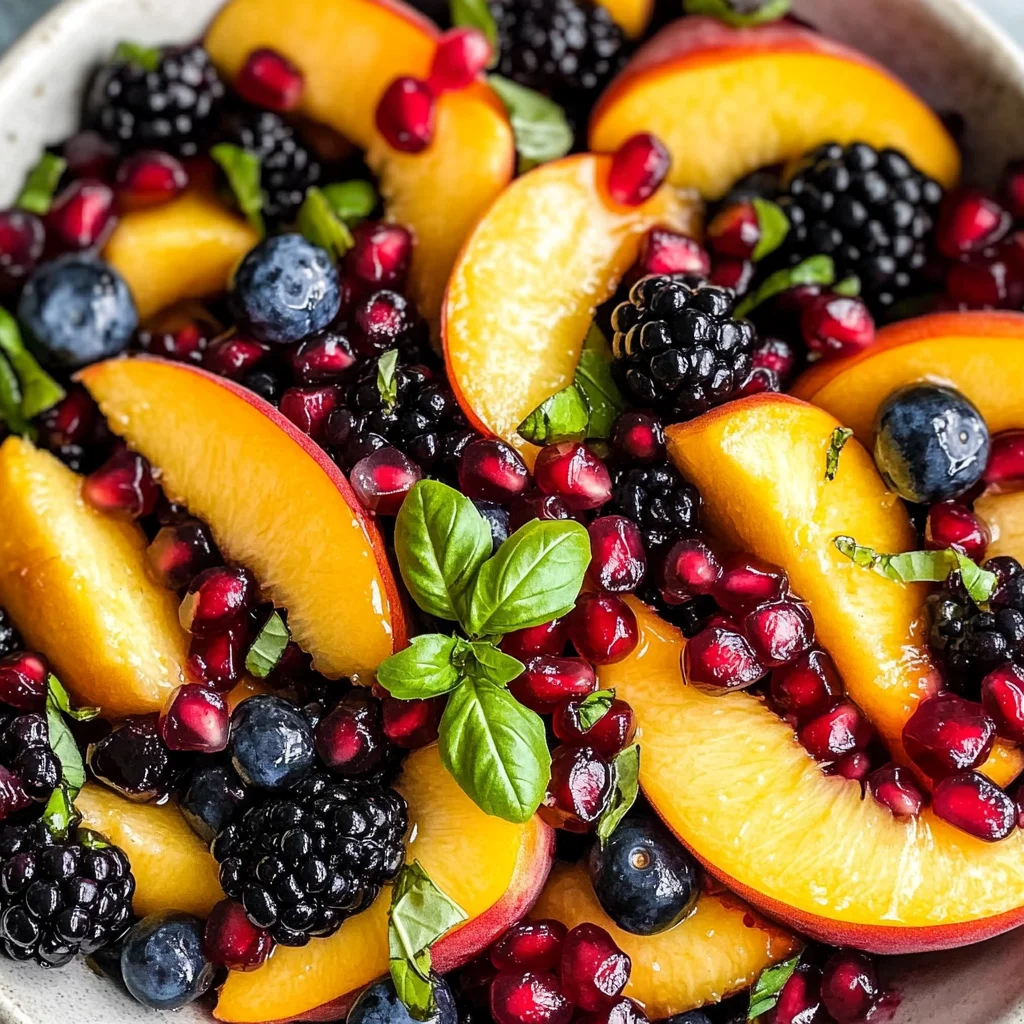 Honey Lime Basil Peach Fruit Salad