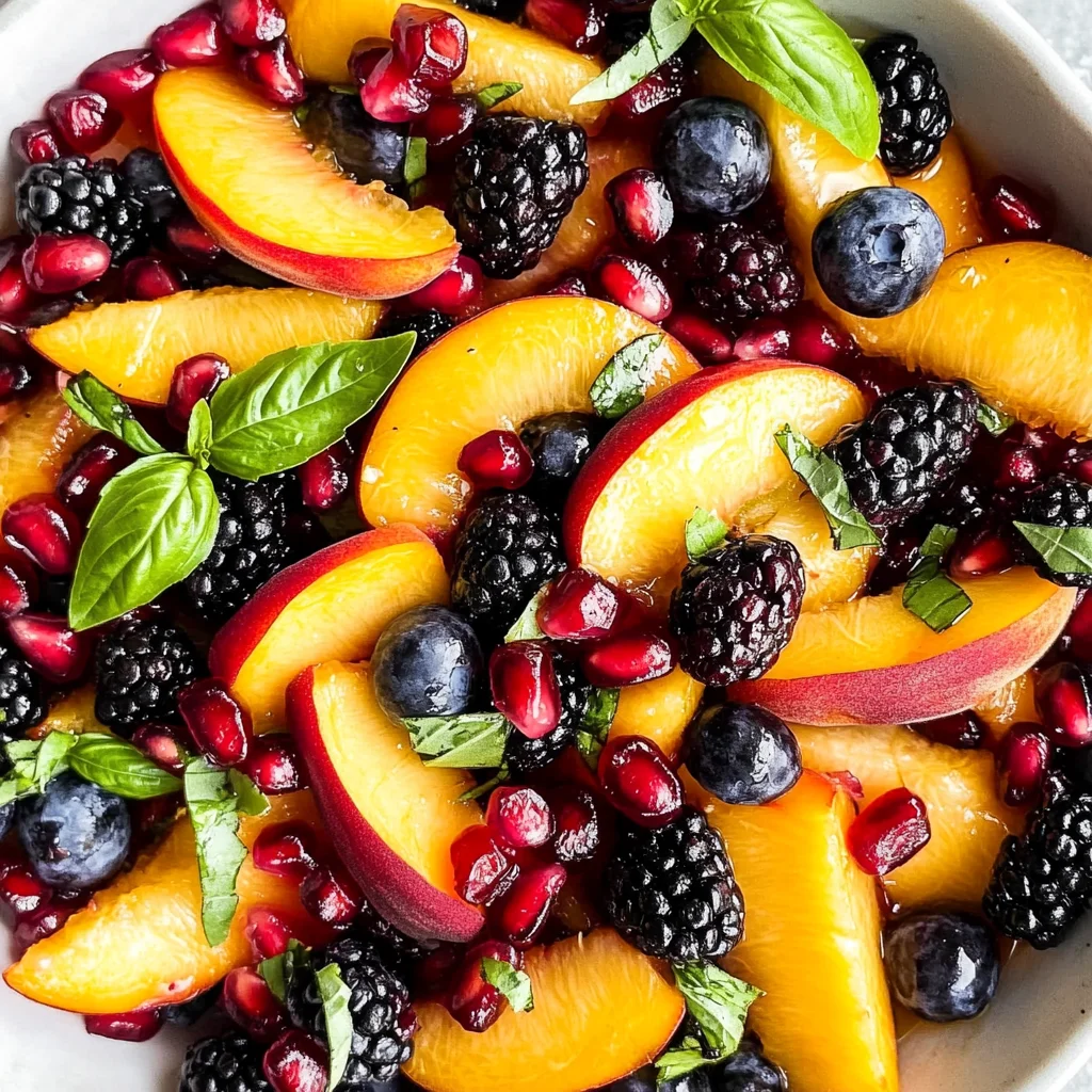 Honey Lime Basil Peach Fruit Salad