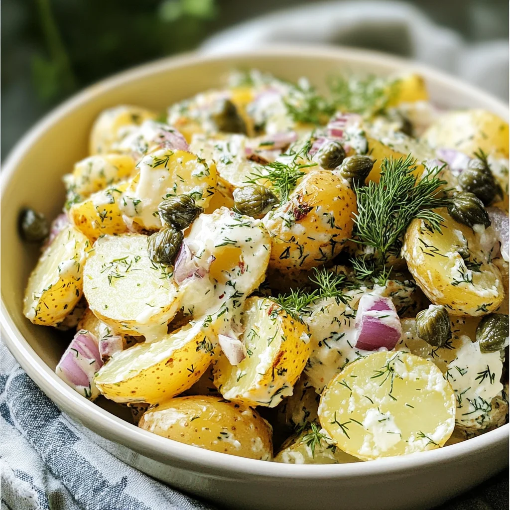 Lemon and Herb Potato Salad with dill and capers