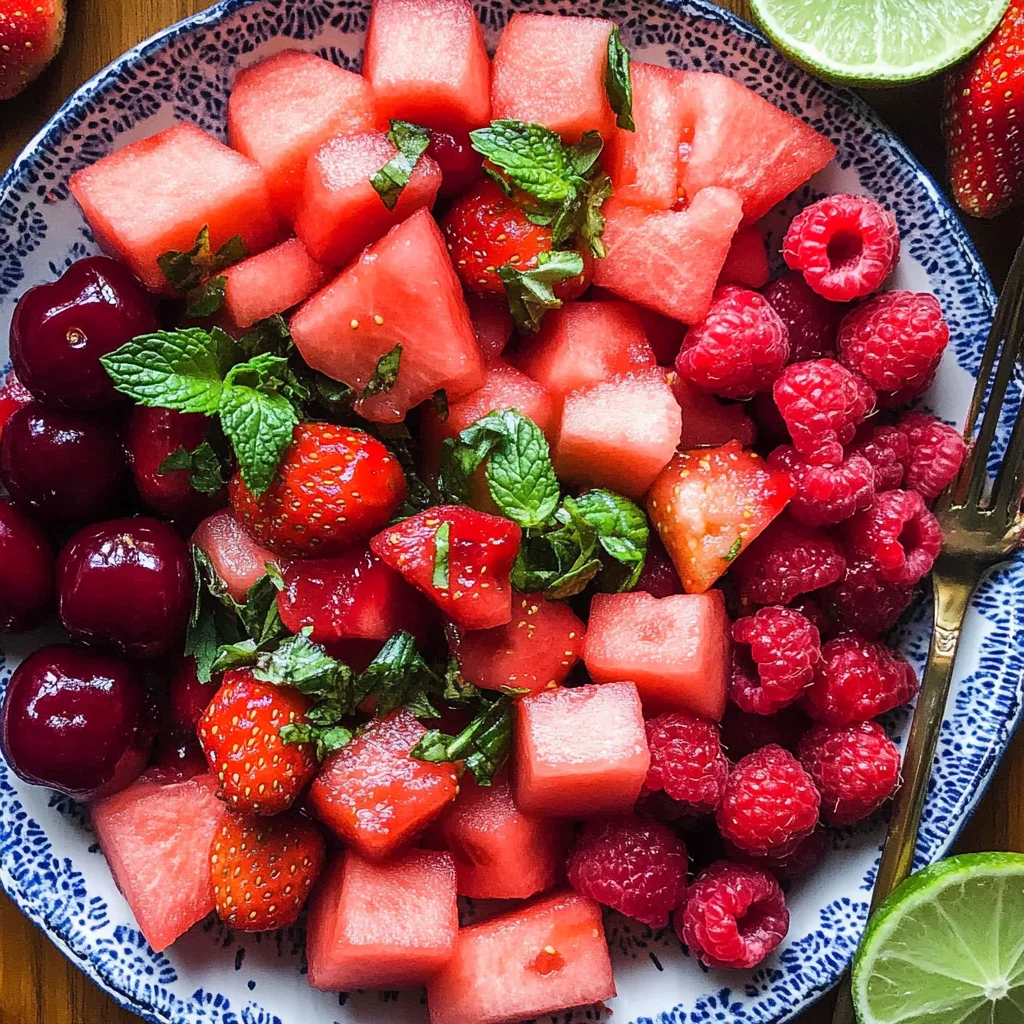 Watermelon Fruit Salad with Lime Mint Dressing