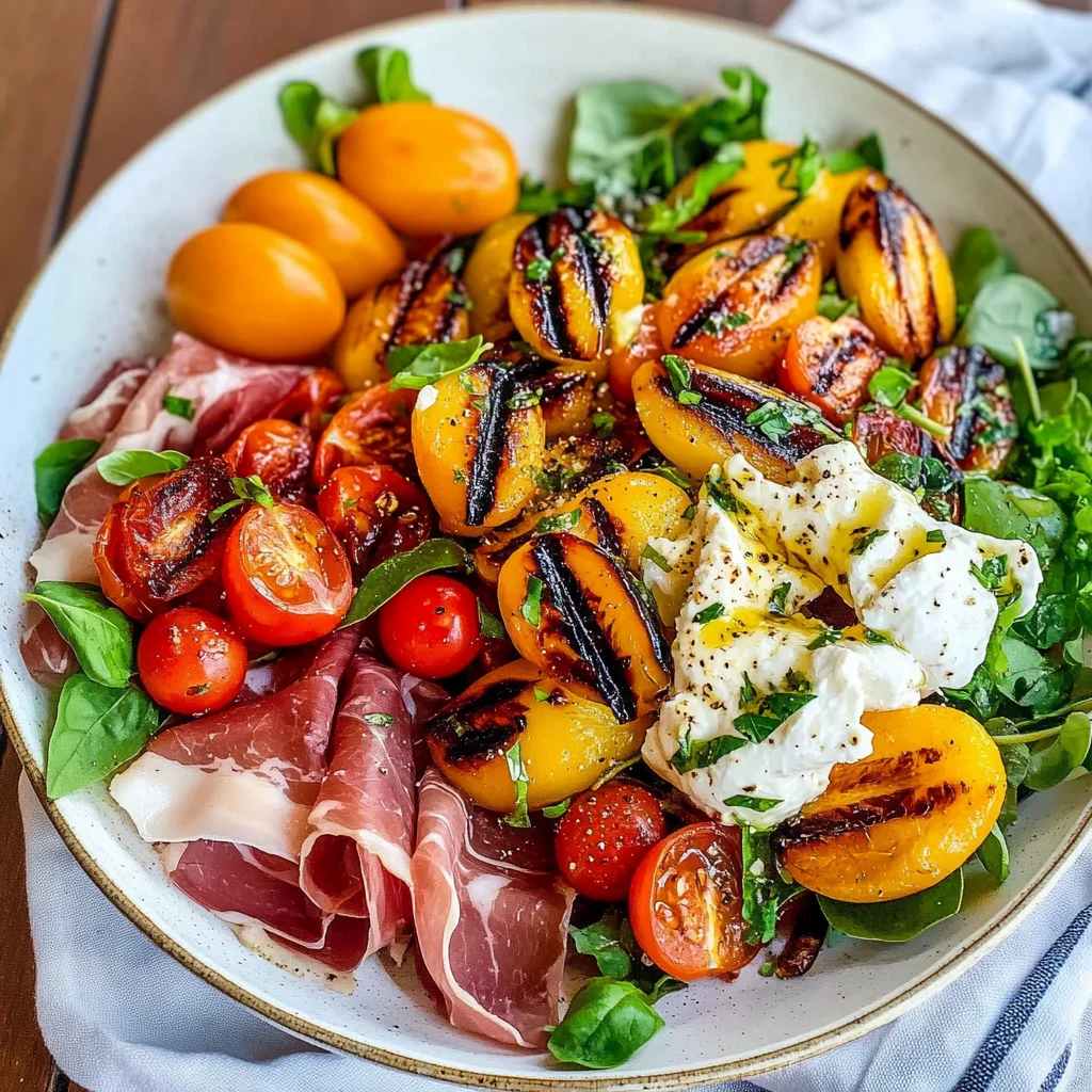 Grilled Nectarine Burrata Prosciutto Salad