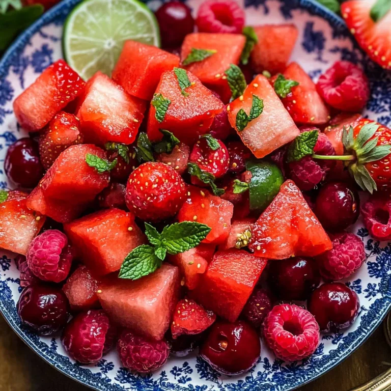 Watermelon Fruit Salad with Lime Mint Dressing