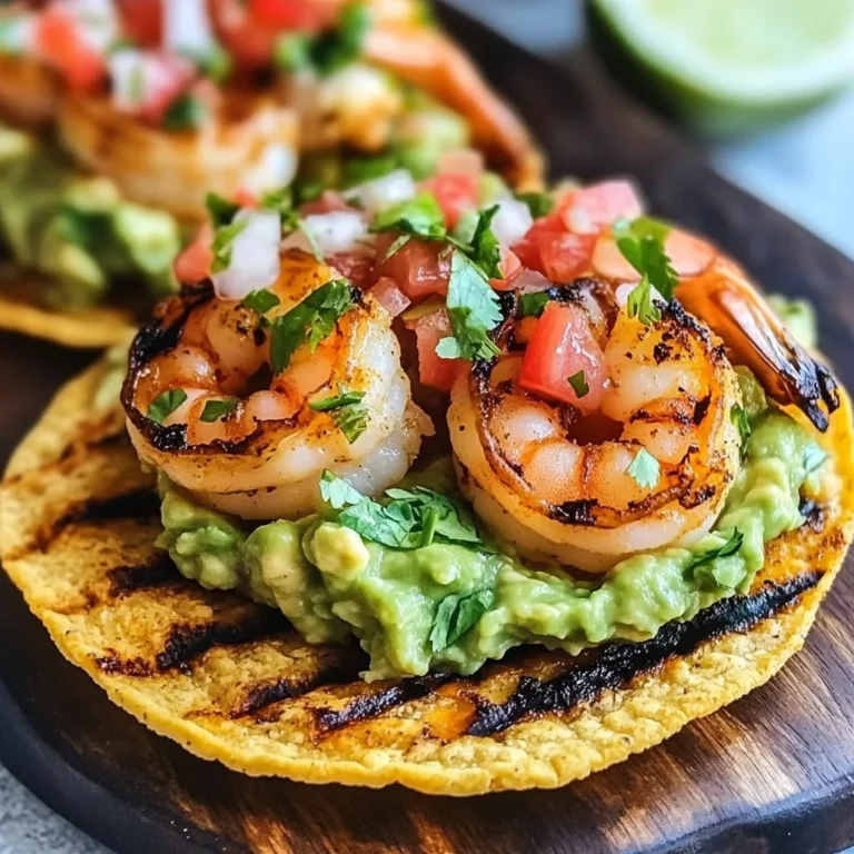 Grilled Shrimp Tostadas with Guacamole & Pico de Gallo