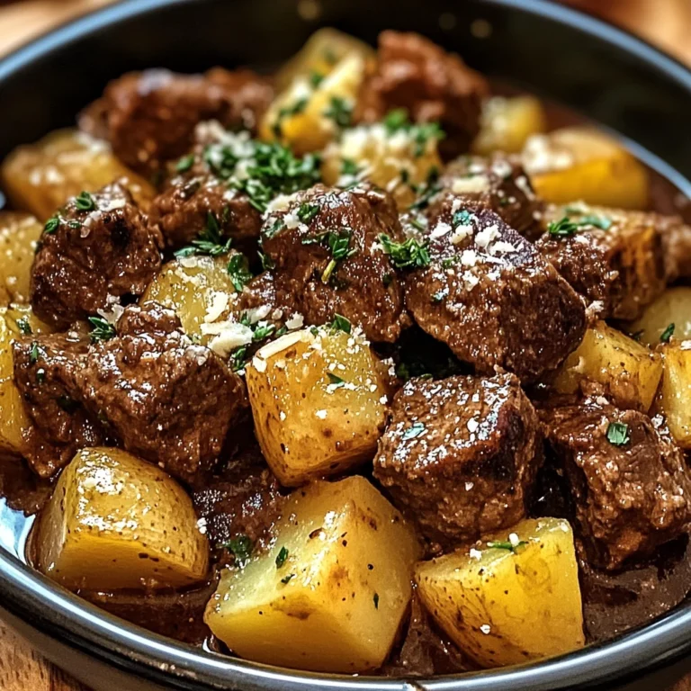 Slow Cooker Garlic Butter Beef Bites & Potatoes