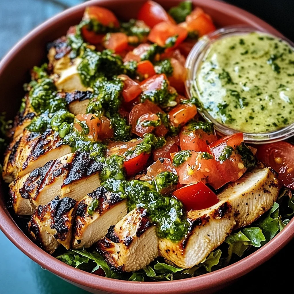 Chimichurri Grilled Chicken Bowl with Garlic Sauce
