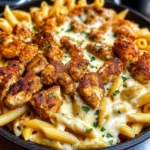 Cajun Chicken Bites with Cheesy Penne Parmesan Sauce