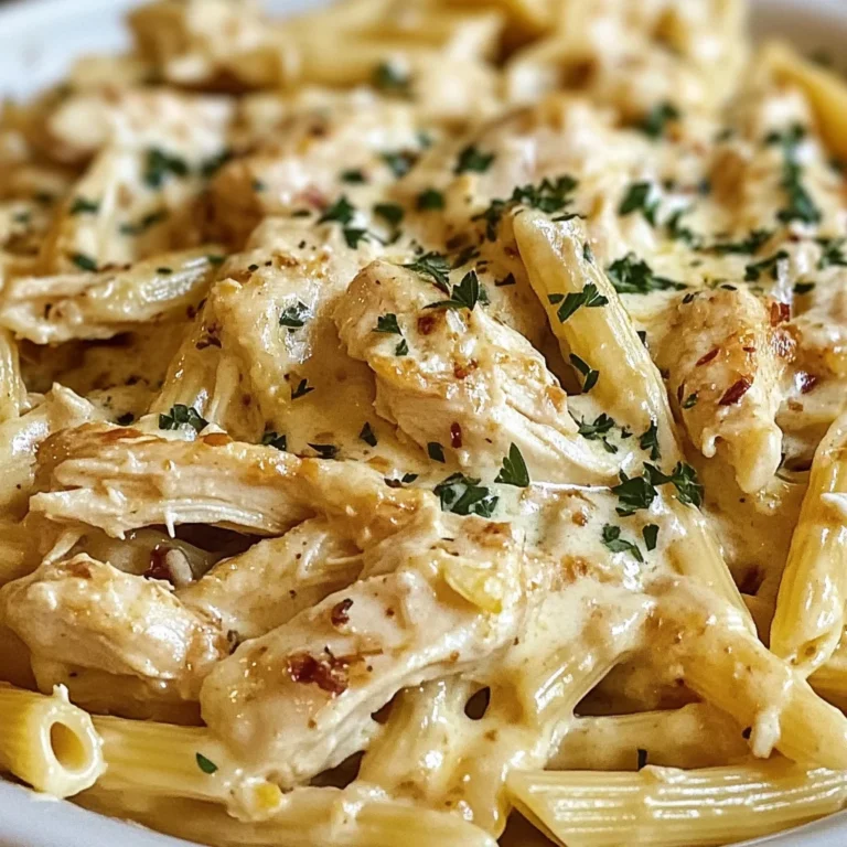 Creamy Crockpot Garlic Parmesan Chicken Pasta