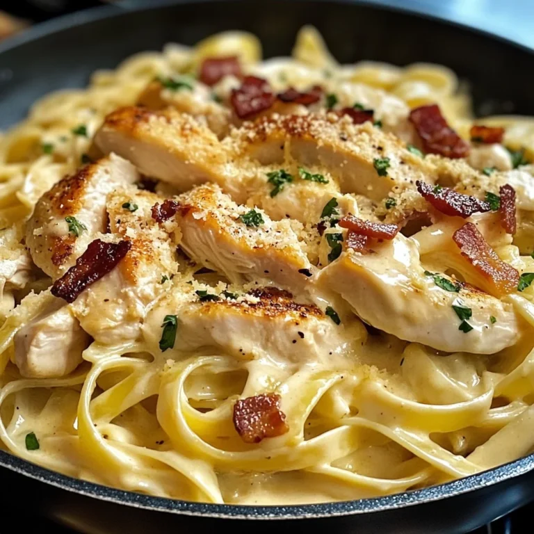 Creamy Lemon-Garlic Chicken Bacon Fettuccine