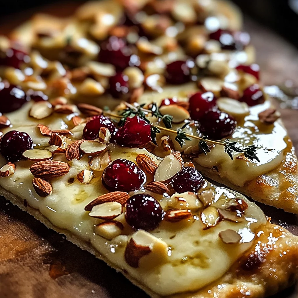 Crispy Flatbread with Brie, Cranberries & Toasted Almonds