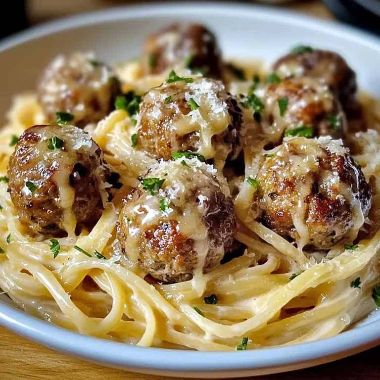 Garlic Butter Meatballs : Creamy Linguine Delight