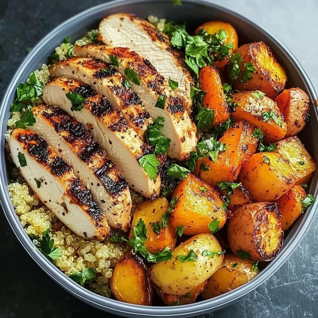 Grilled Chicken Power Bowl with Quinoa & Roasted Veggies