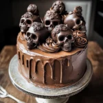 High Altitude Ginger Chocolate Skull Cake for Halloween