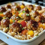 Honey Garlic Meatball & Rice Bake