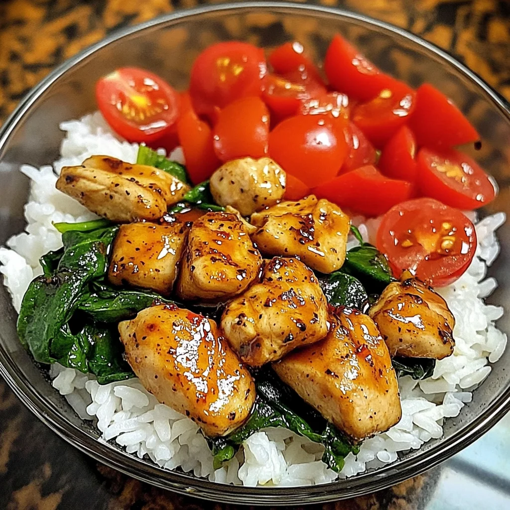 Honey Pepper Chicken Rice Bowl with Fresh Veggies