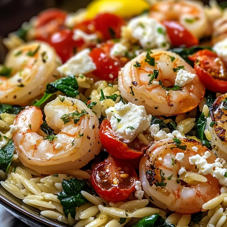 Lemon Feta Orzo Shrimp