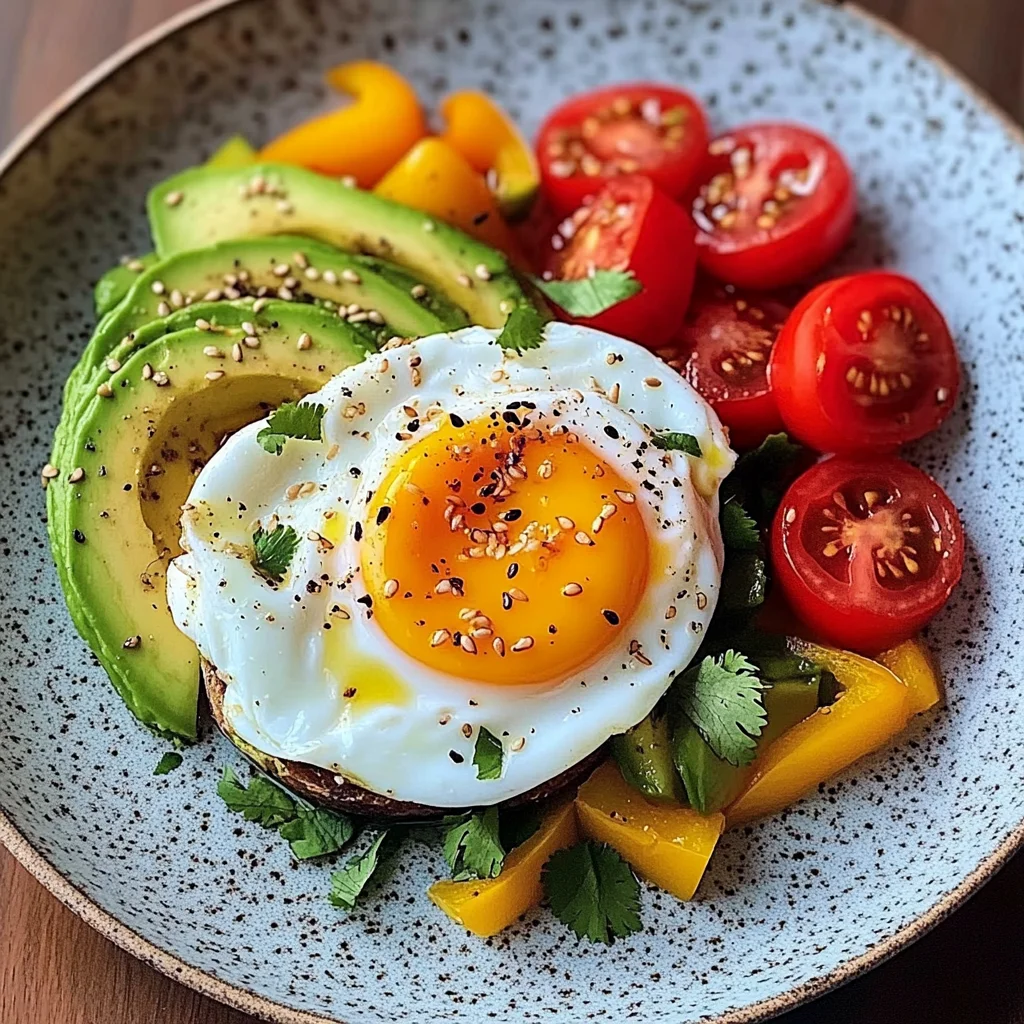 Poached Egg & Avocado Brunch Plate with Roasted Peppers