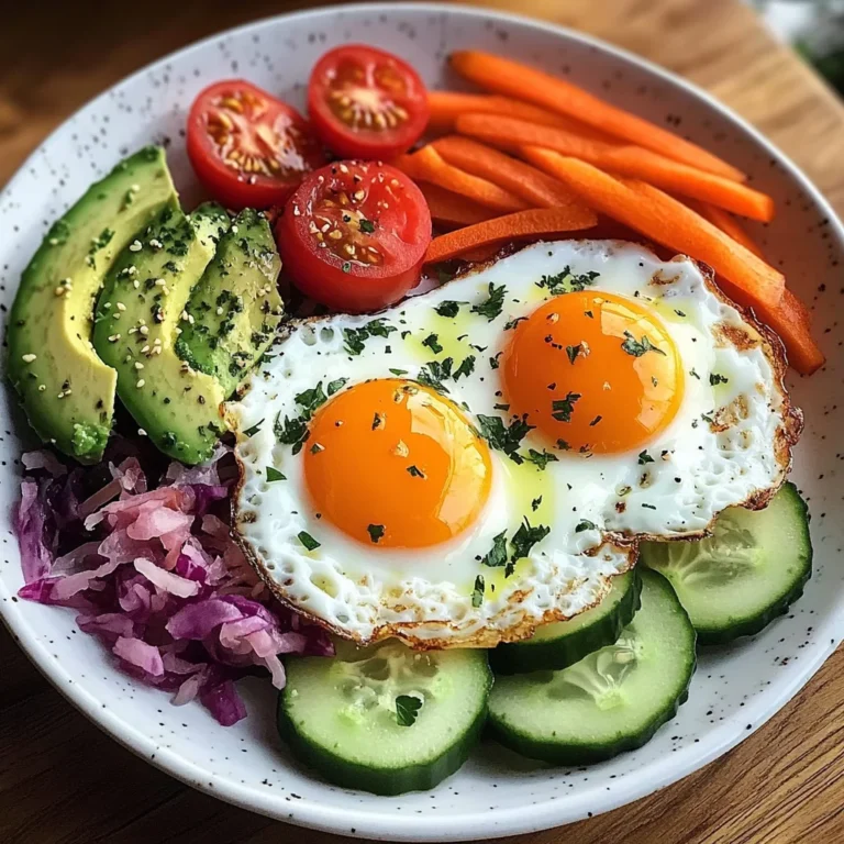 Rainbow Veggie and Sauerkraut Plate with Sunny Eggs