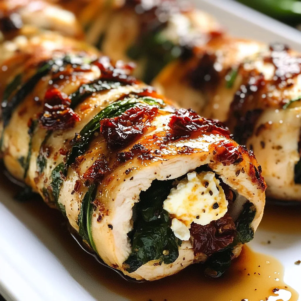 Rolled Up Chicken with Feta, Spinach, and Sun-Dried Tomatoes