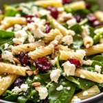 Spinach Pasta Salad with Feta and Cranberries