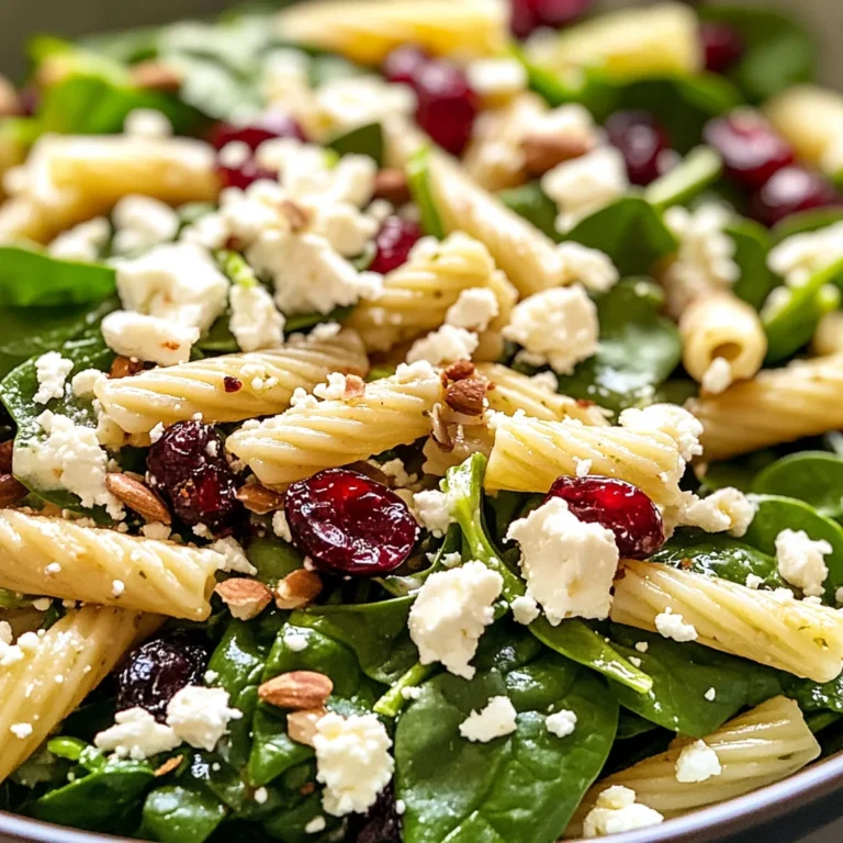 Spinach Pasta Salad with Feta and Cranberries
