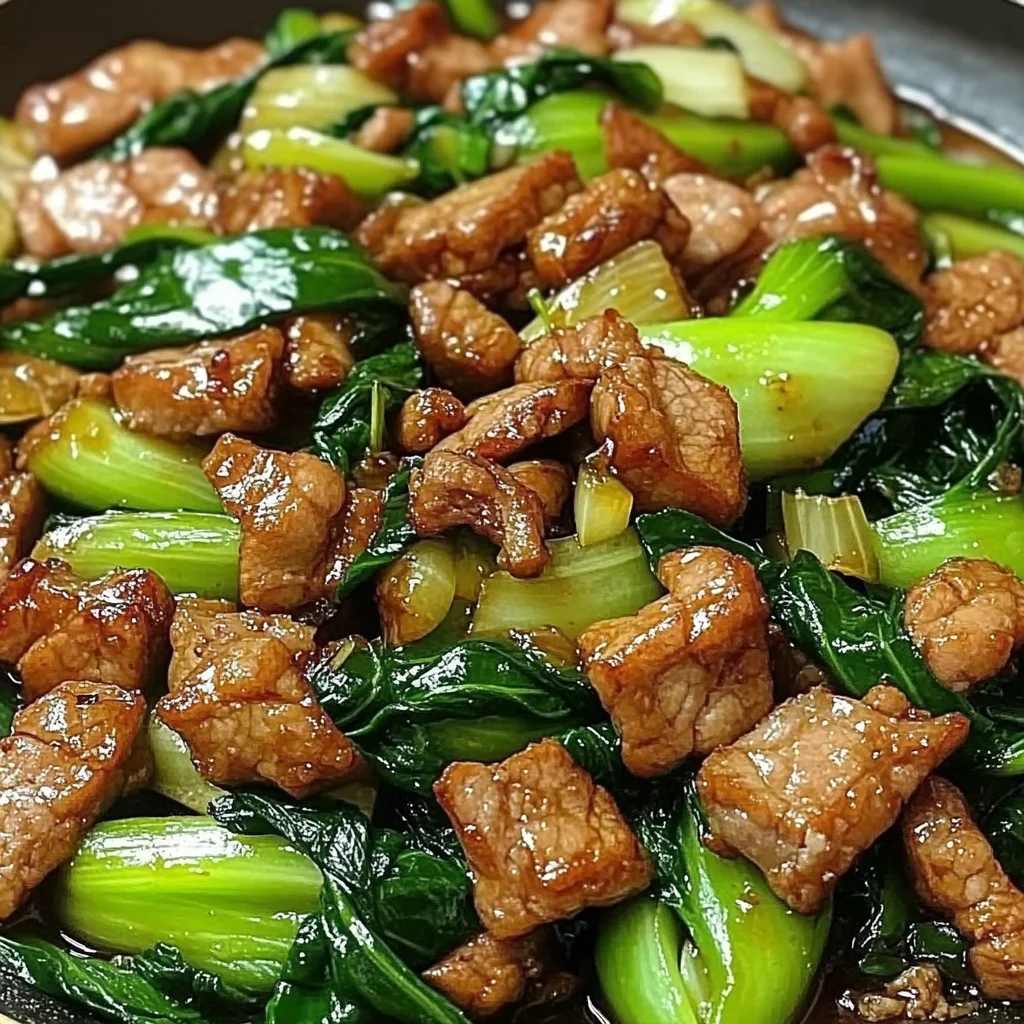 Stir-Fried Pork with Bok Choy in Garlic-Ginger Sauce