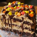 Chocolate Peanut Butter Poke Cake