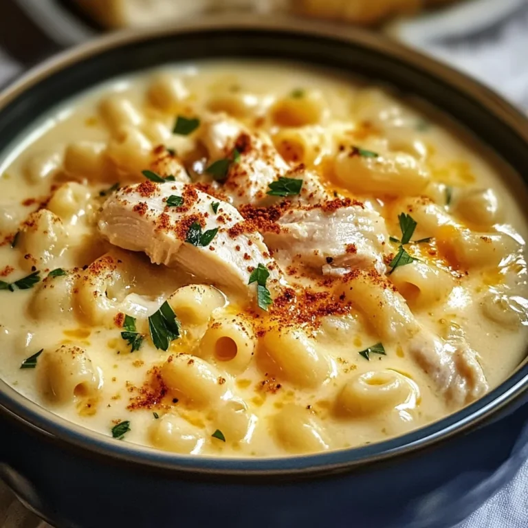 Creamy Chicken Macaroni Cheese Soup
