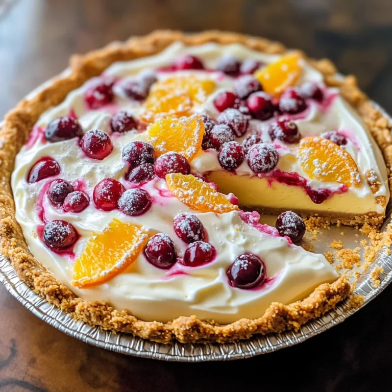 No Bake Cranberry Orange Cream Pie