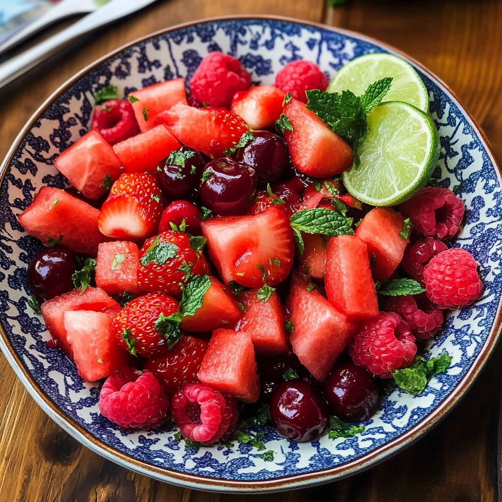 Watermelon Fruit Salad with Lime Mint Dressing