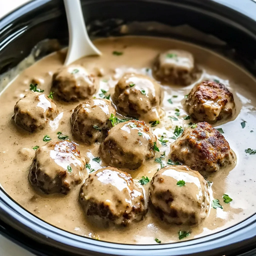 Crockpot Swedish Meatballs with Creamy Gravy