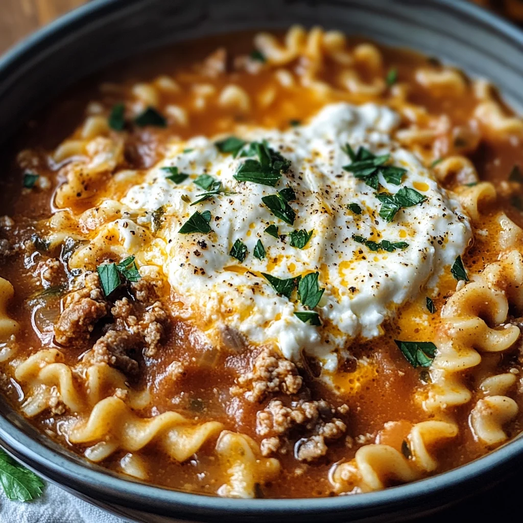 Easy Lasagna Soup Recipe: Cheesy Beef & Tomato Pasta