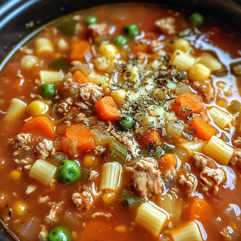 Slow Cooker Italian chicken hamburger Soup