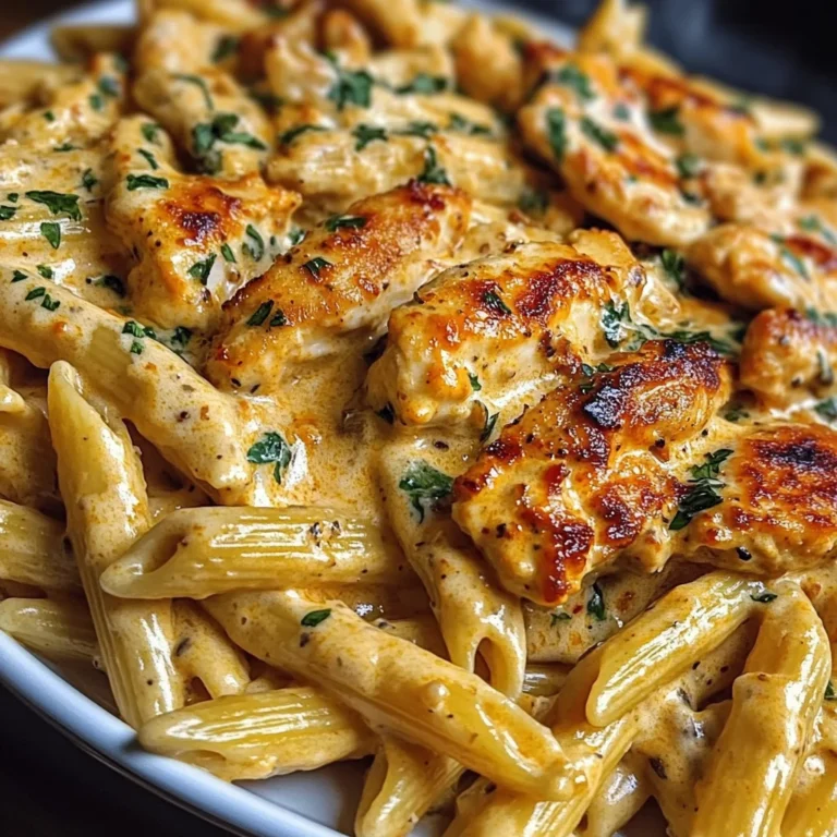 Garlic Parmesan Chicken Penne in Creamy Cajun Three-Cheese Sauce