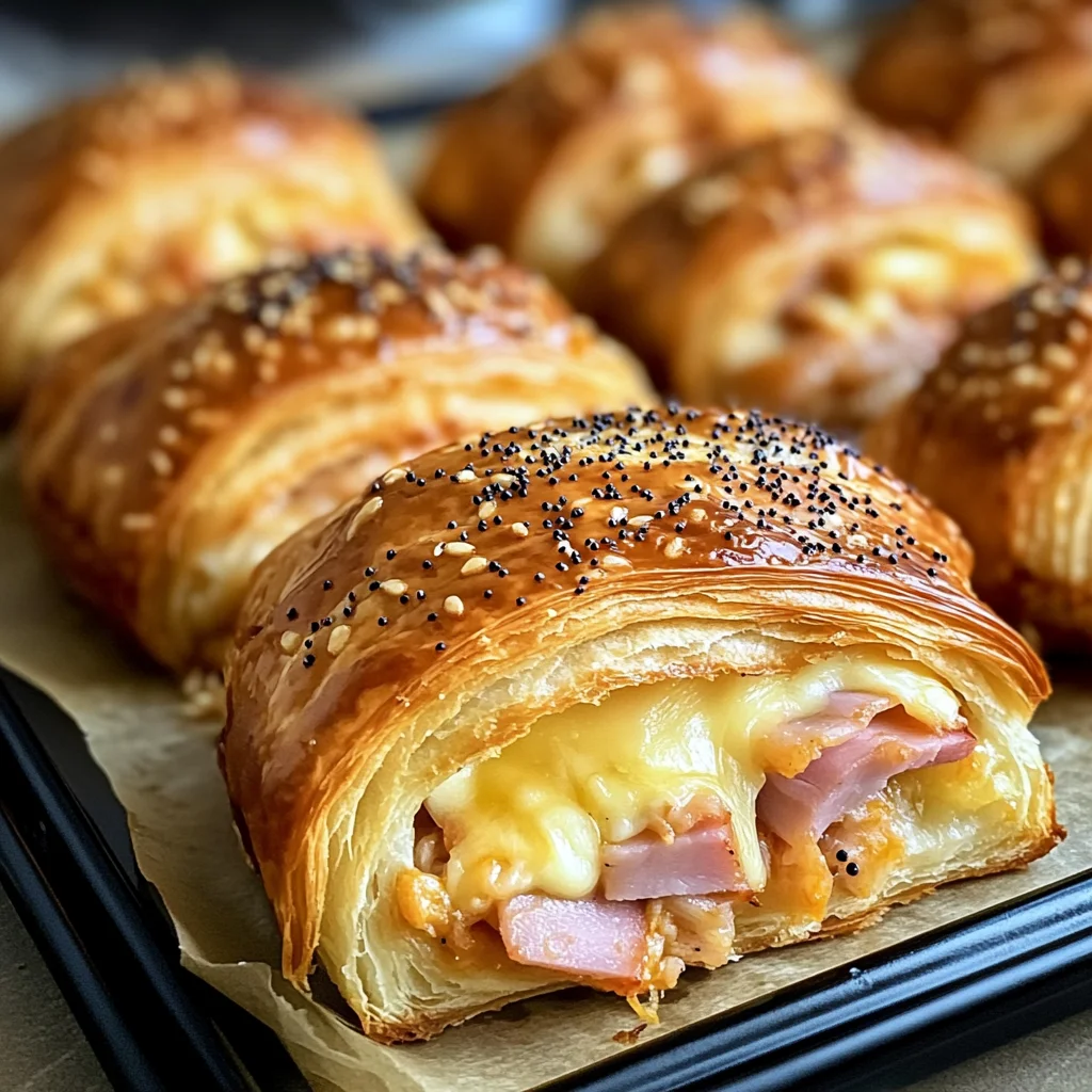 Baked chicken ham and Cheese Croissants