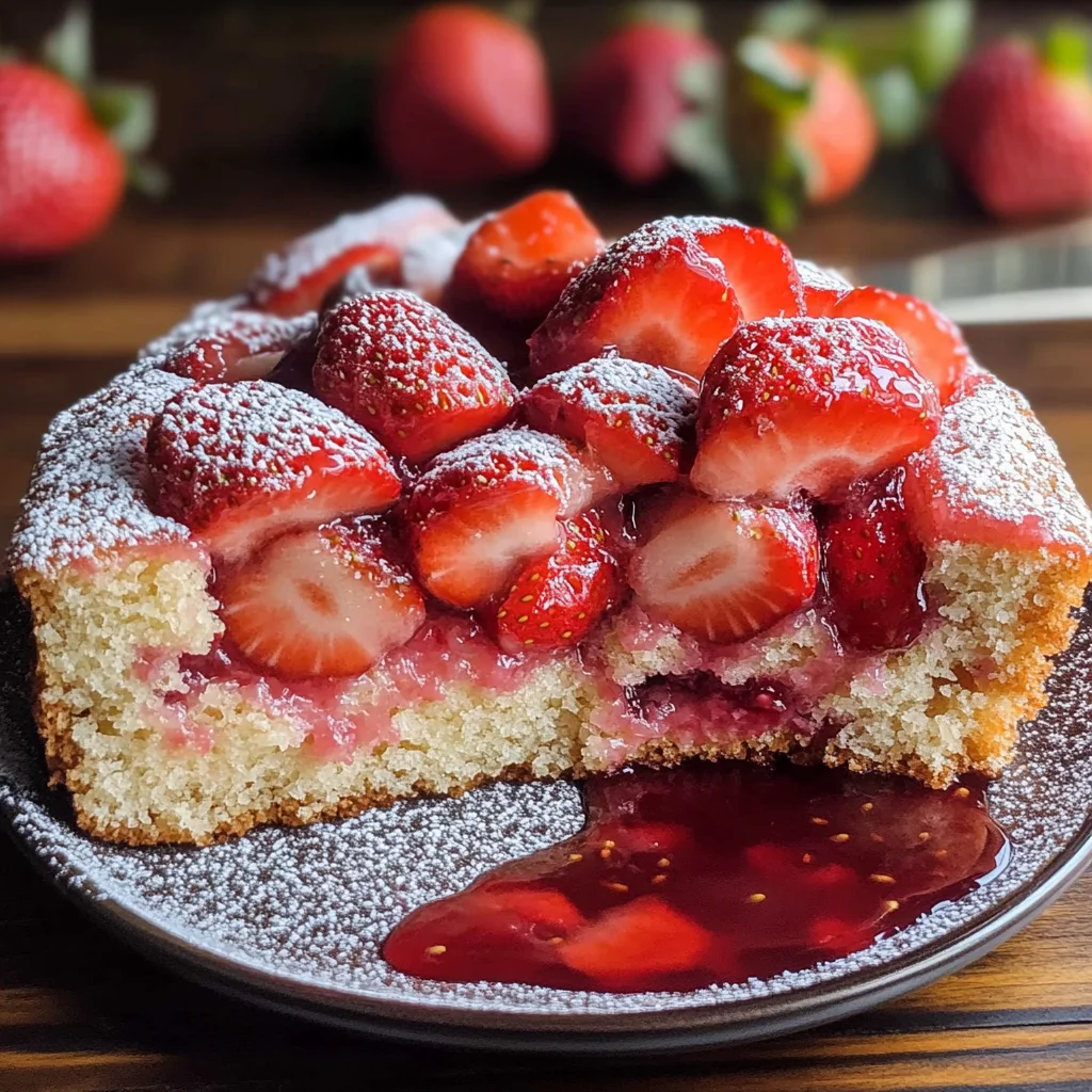 Easy Strawberry Cake with Strawberry Sauce