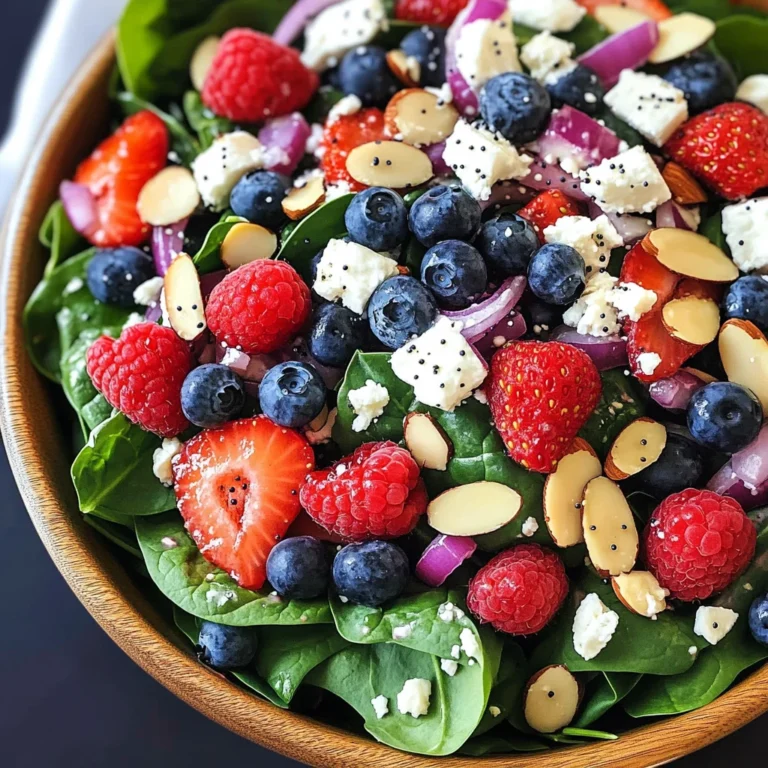 Spinach Berry Salad with Sweet Poppy Seed Dressing